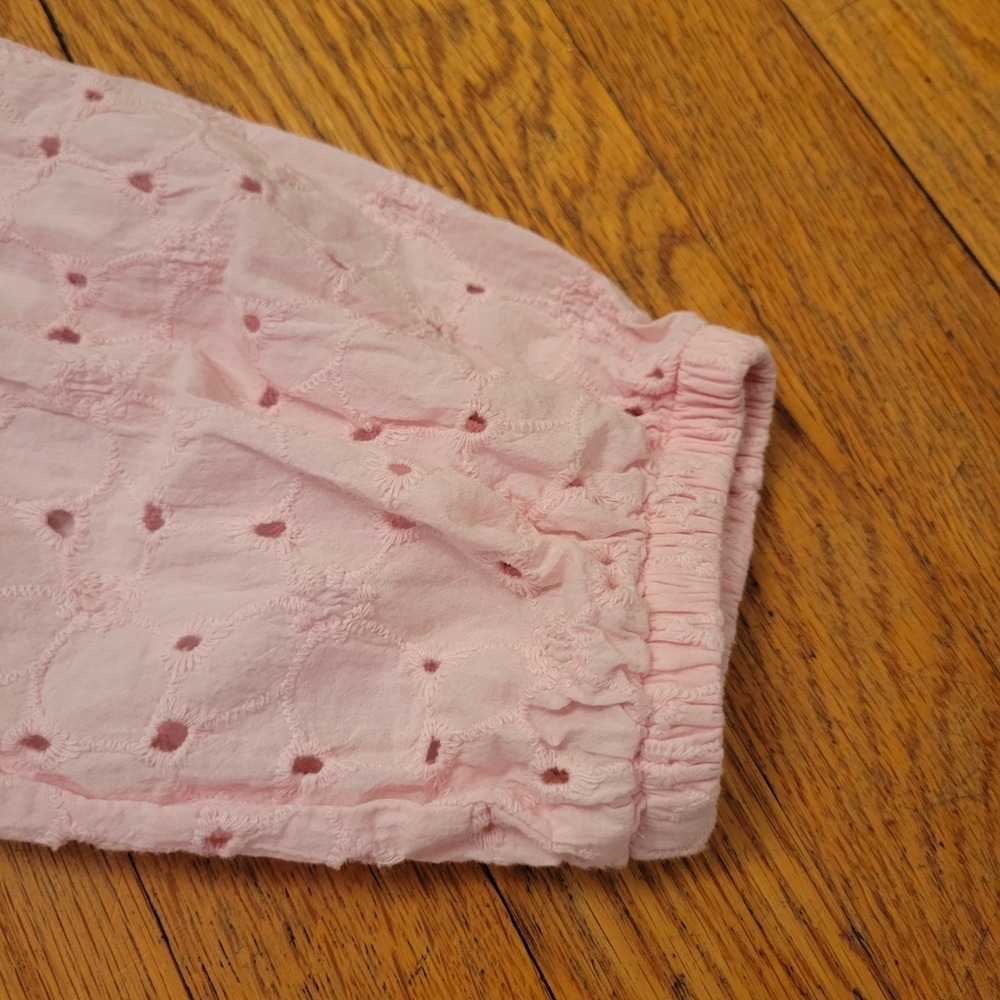 Crown Ivy L Shirt Dress Pink Eyelet Tiered Cotton Mini Cottage Boho Chic Summer - Picture 3 of 7